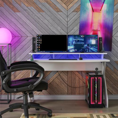 Xtreme Gaming Desk With Riser, White