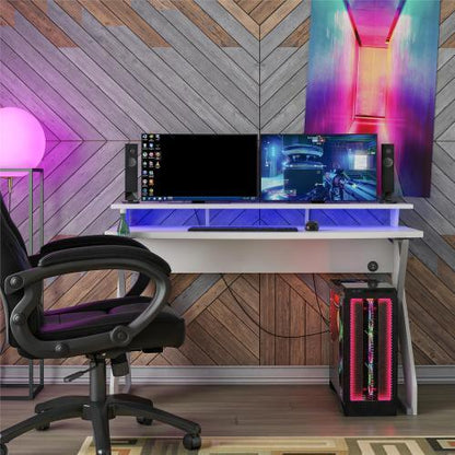 Xtreme Gaming Desk With Riser, White
